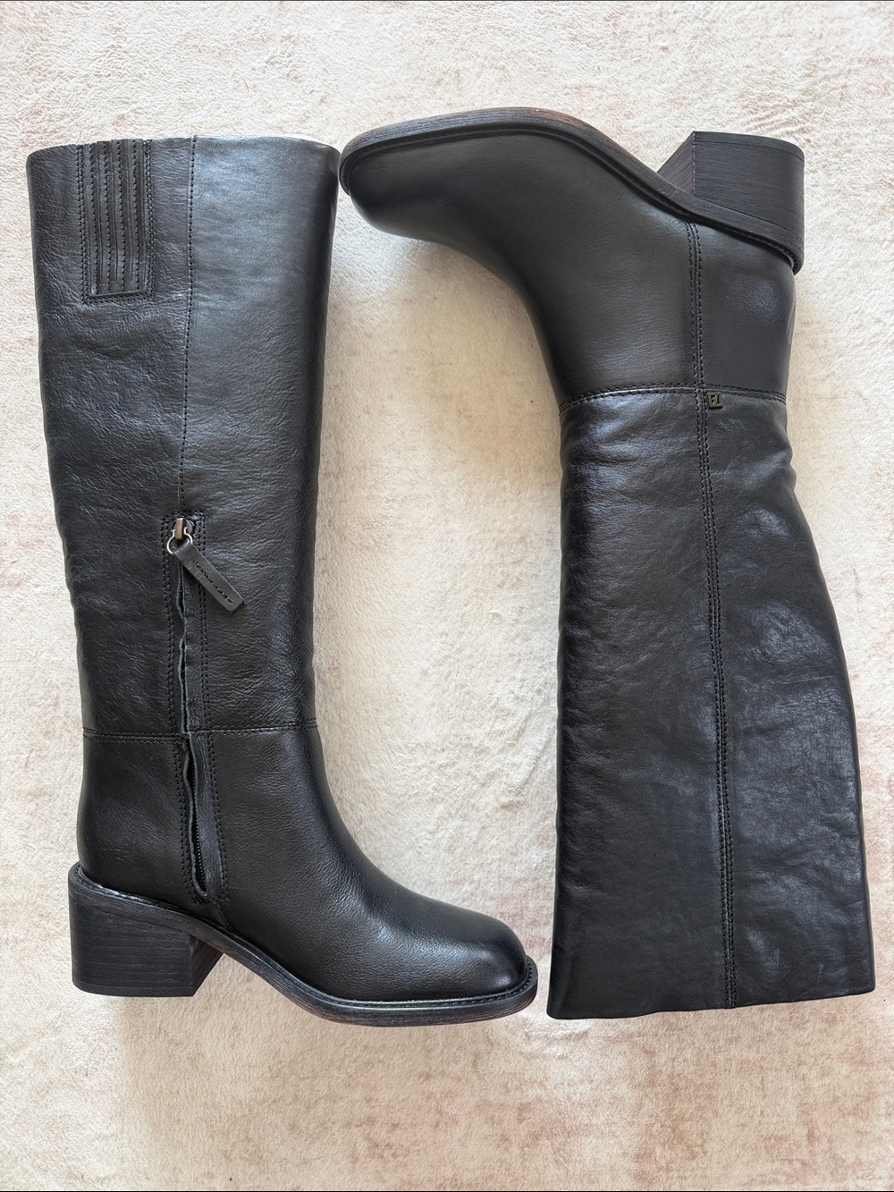 Franco Sarto Niva Black Leather Knee-High Boots